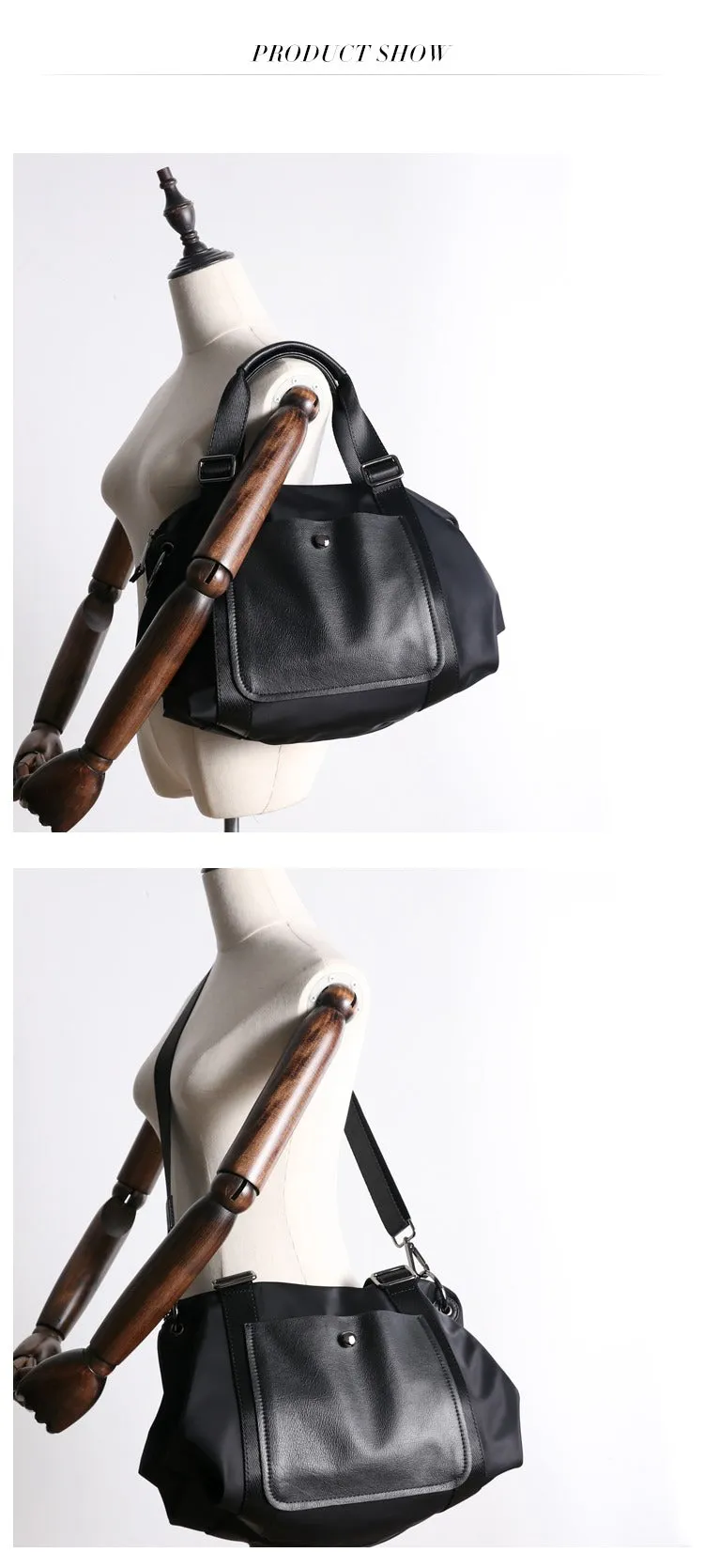 Black Nylon Shoulder Bag Handbag Women's Nylon Crossbody Bag Black Crossbody Nylon Bag