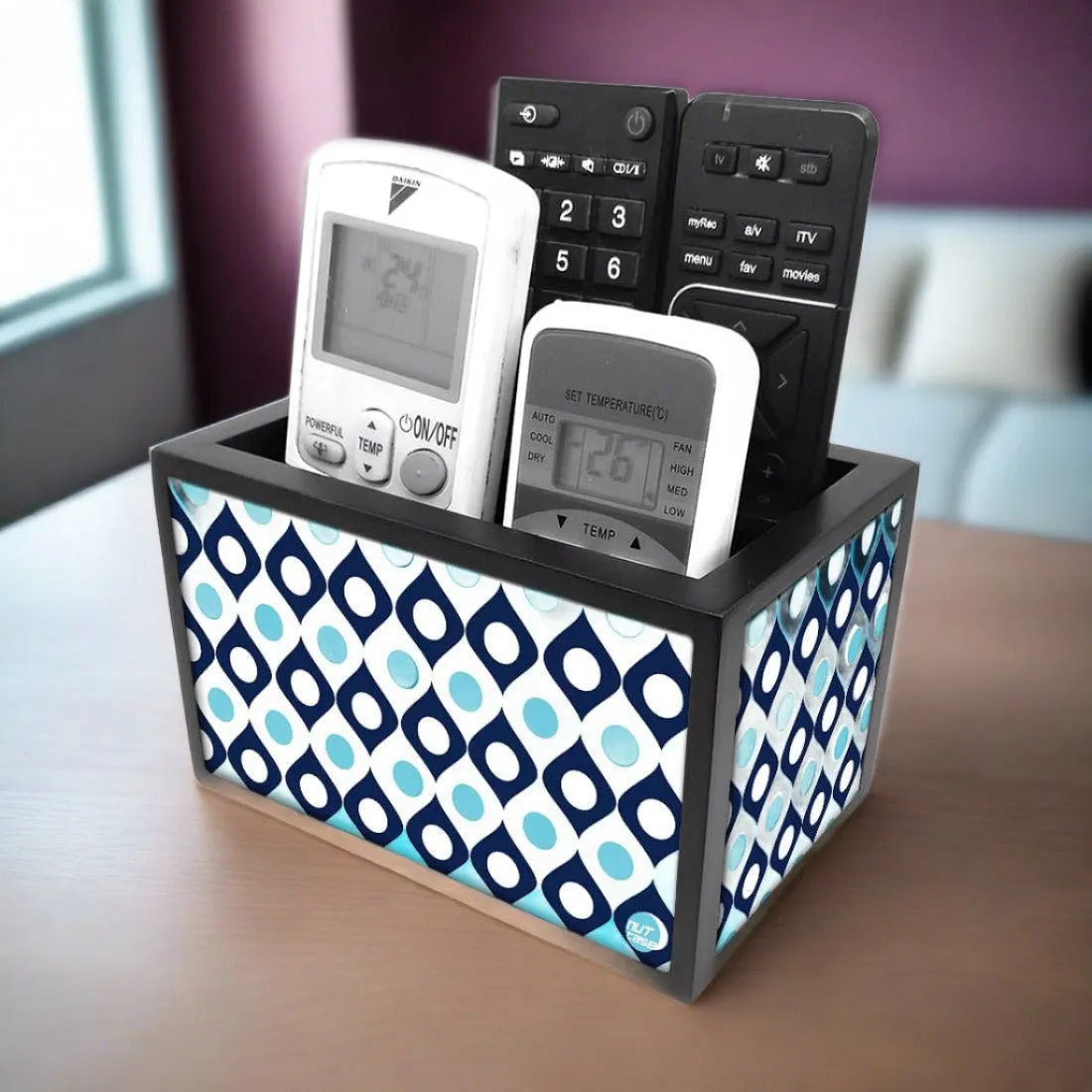 Black Remote Control Organizer For TV / AC Remotes -  pattern