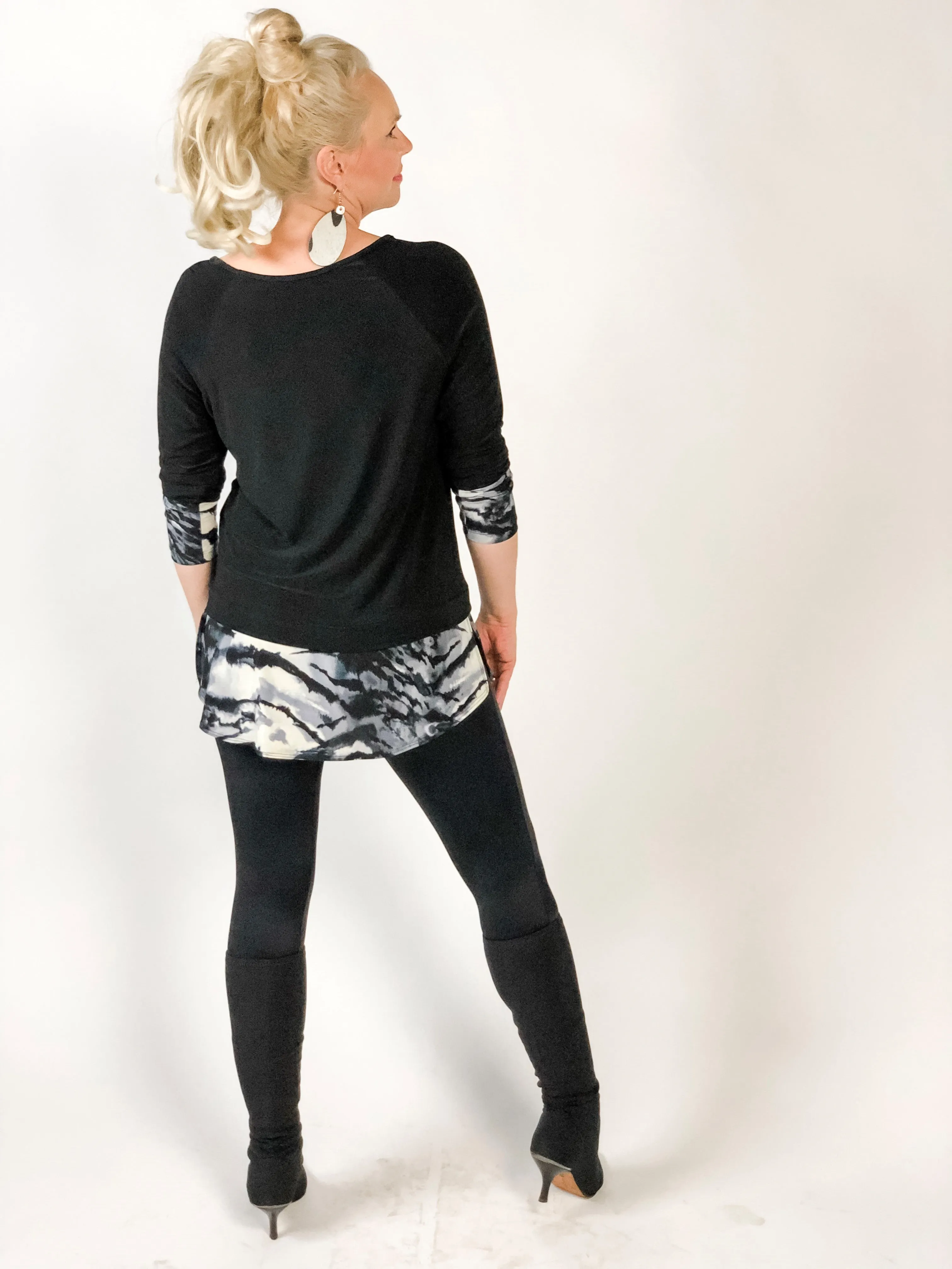 Black Scoop Neck Tunic (with brilliant edged hem)
