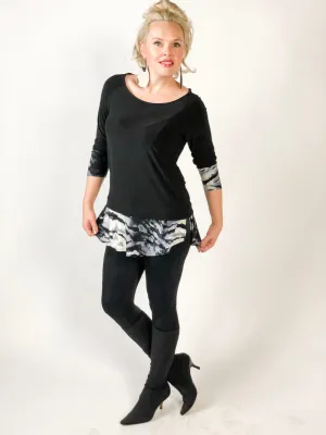 Black Scoop Neck Tunic (with brilliant edged hem)