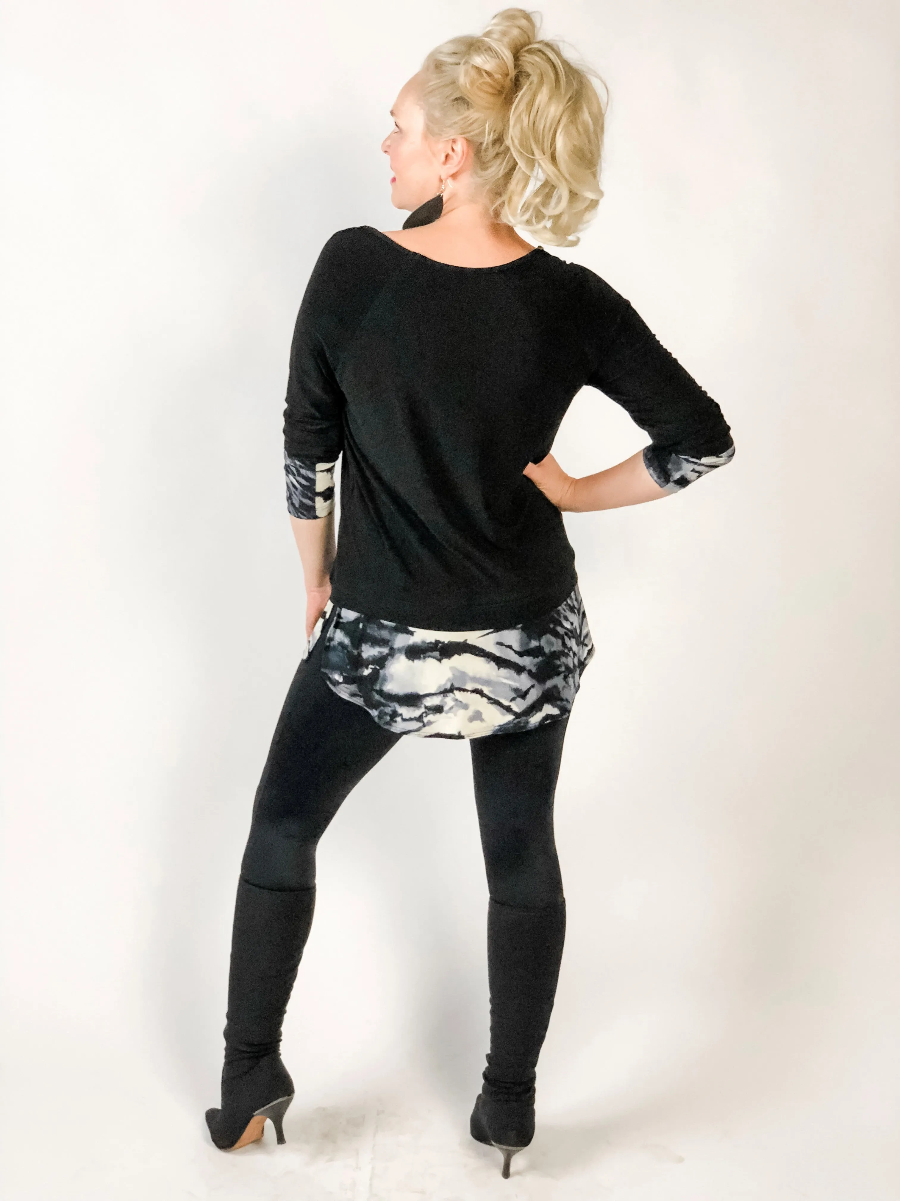 Black Scoop Neck Tunic (with brilliant edged hem)