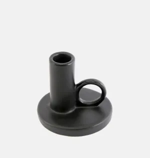 Black Stoneware Candlestick