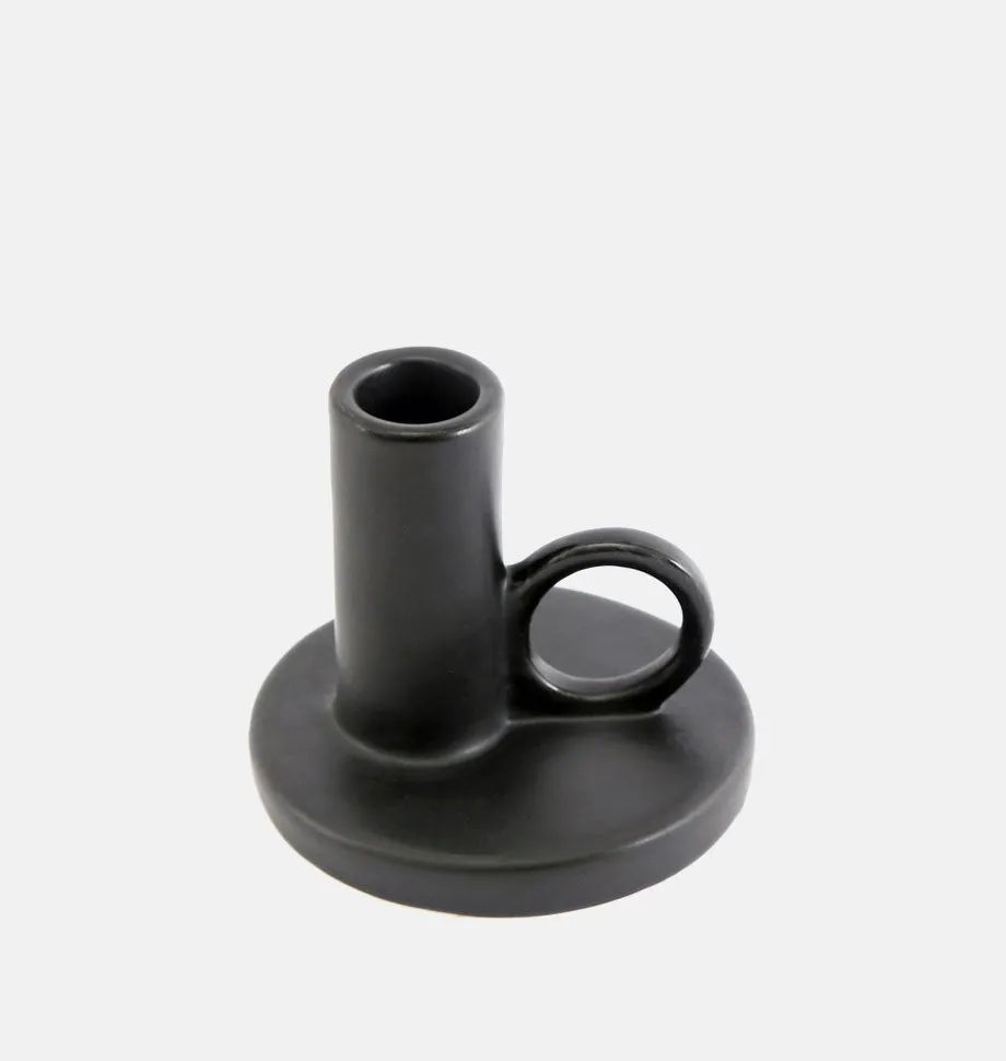 Black Stoneware Candlestick