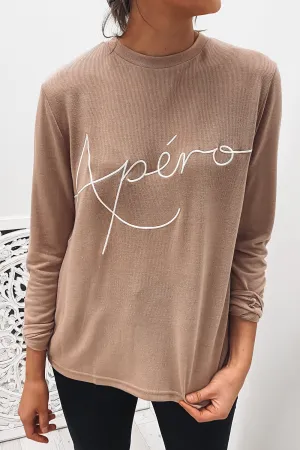 Blaise Embroidered Long Sleeve Top Blush Nude