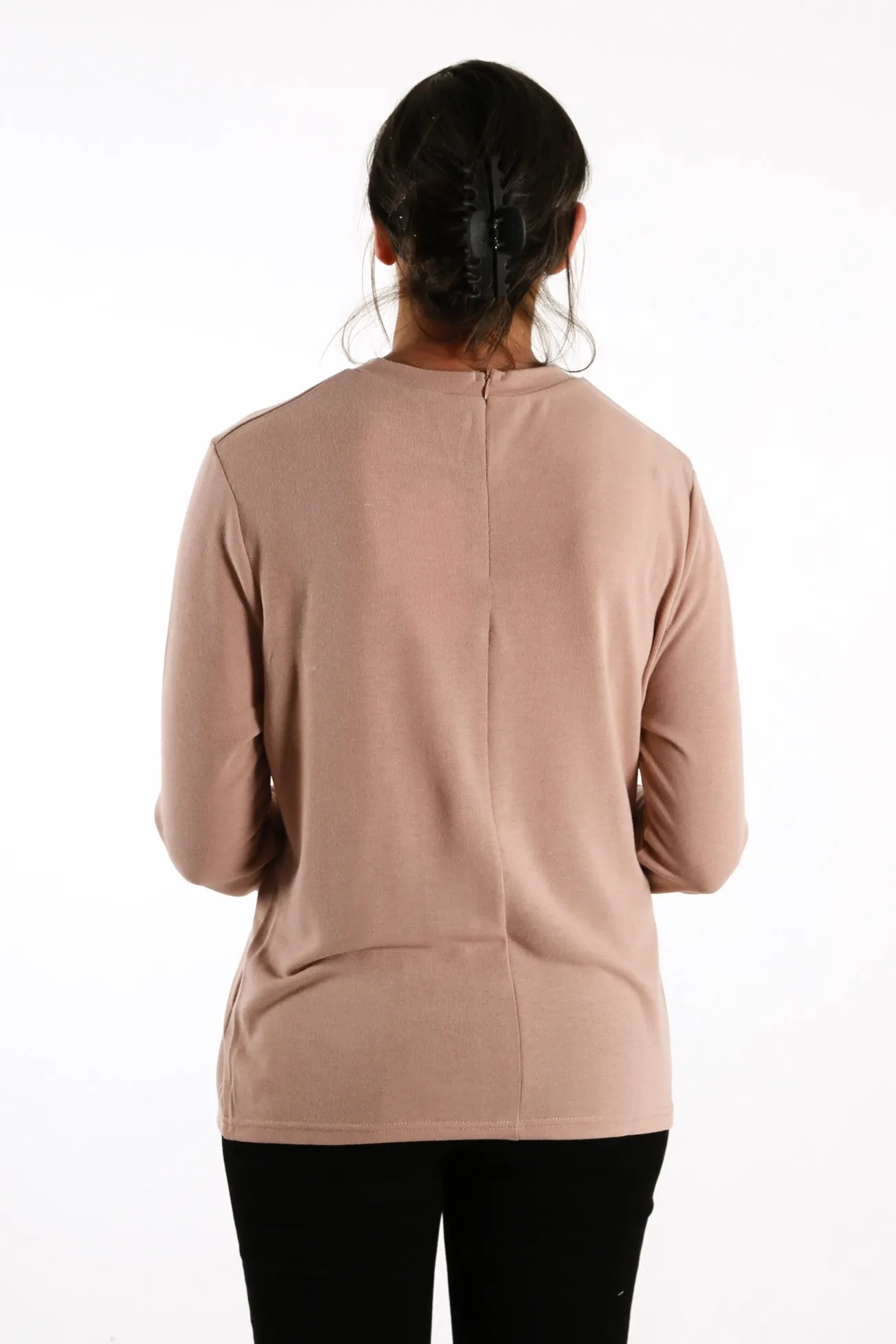 Blaise Embroidered Long Sleeve Top Blush Nude