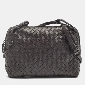 BOTTEGA VENETA Dark Brown Intrecciato Leather Nodini Crossbody Bag