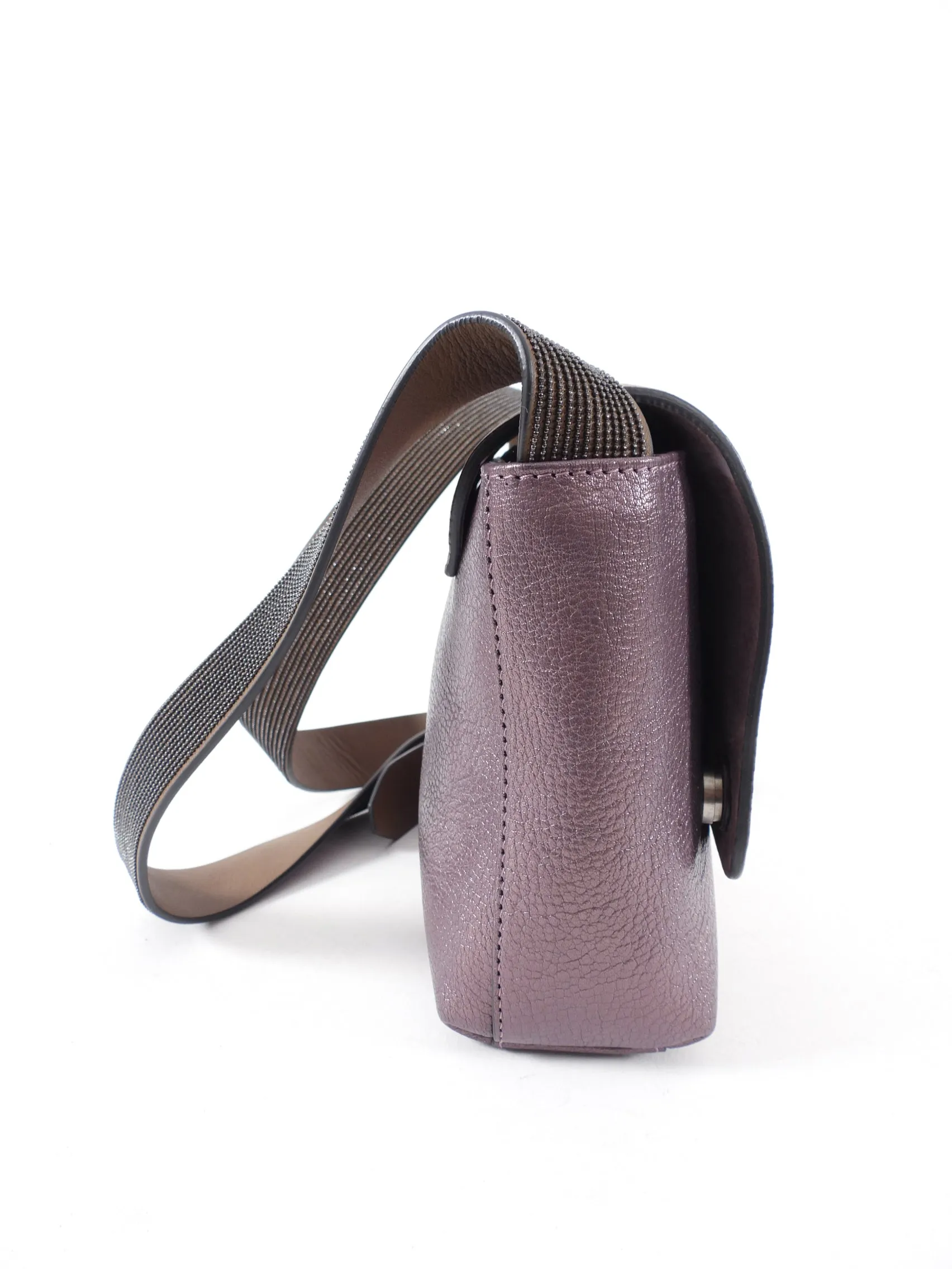 Brunello Cucinelli Dark Purple Metallic Monili Crossbody Bag