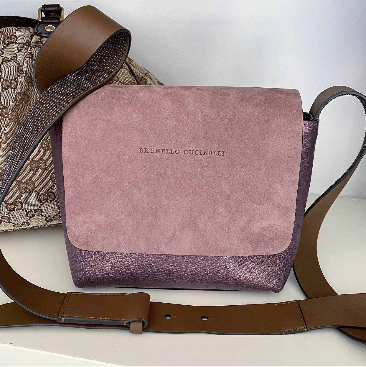 Brunello Cucinelli Dark Purple Metallic Monili Crossbody Bag
