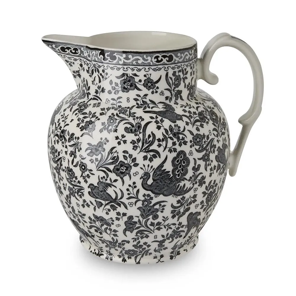 Burleigh Black Regal Peacock Large Etruscan Jug