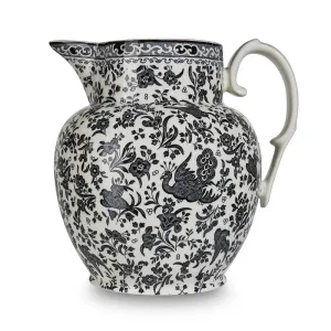 Burleigh Black Regal Peacock Large Etruscan Jug