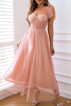 Celebrities Elegant Solid Frenulum Sequined Mesh POLO collar Evening Dresses