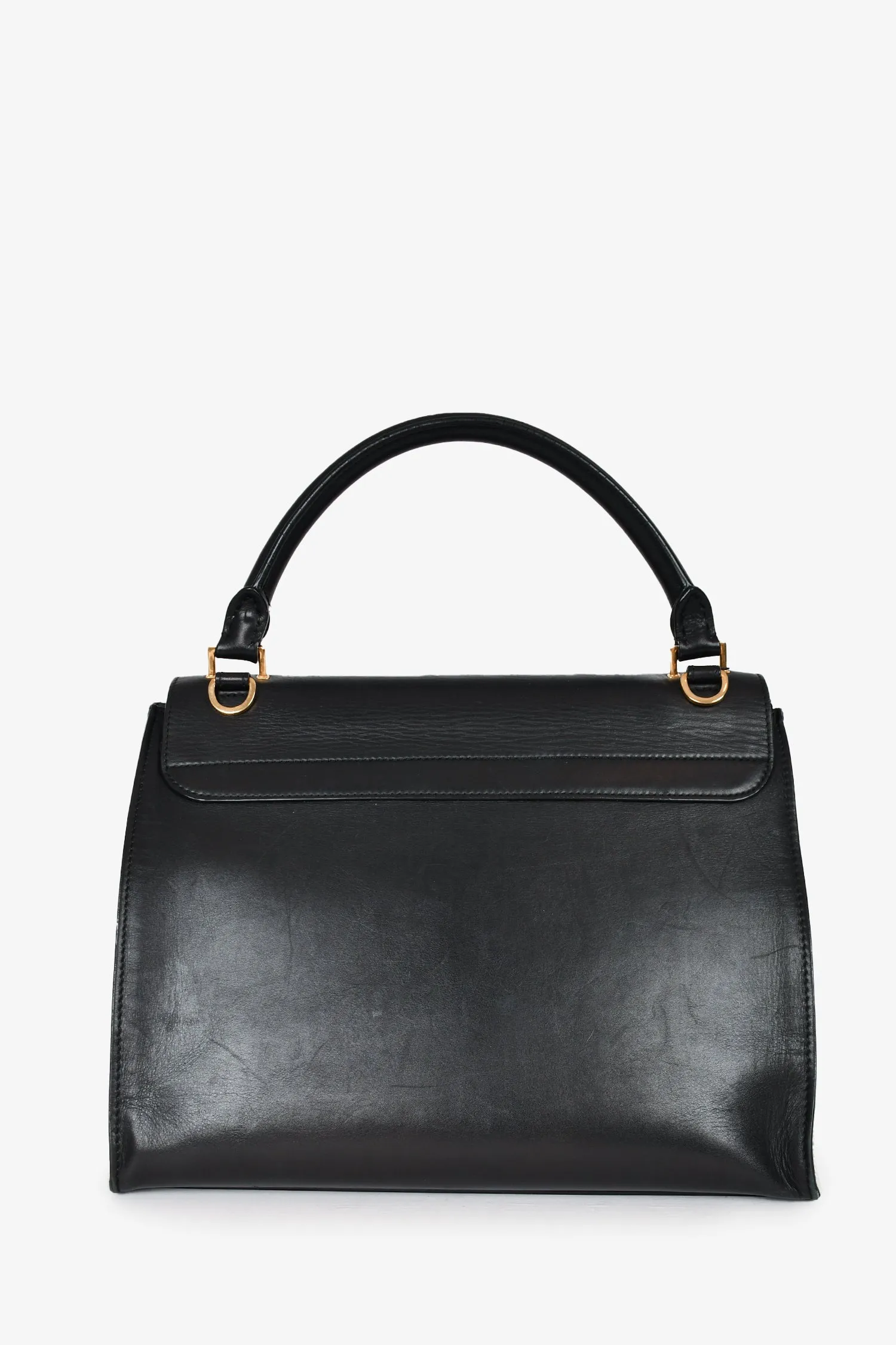 Celine 2011 Black/Canvas Medium Trapeze Top Handle Bag