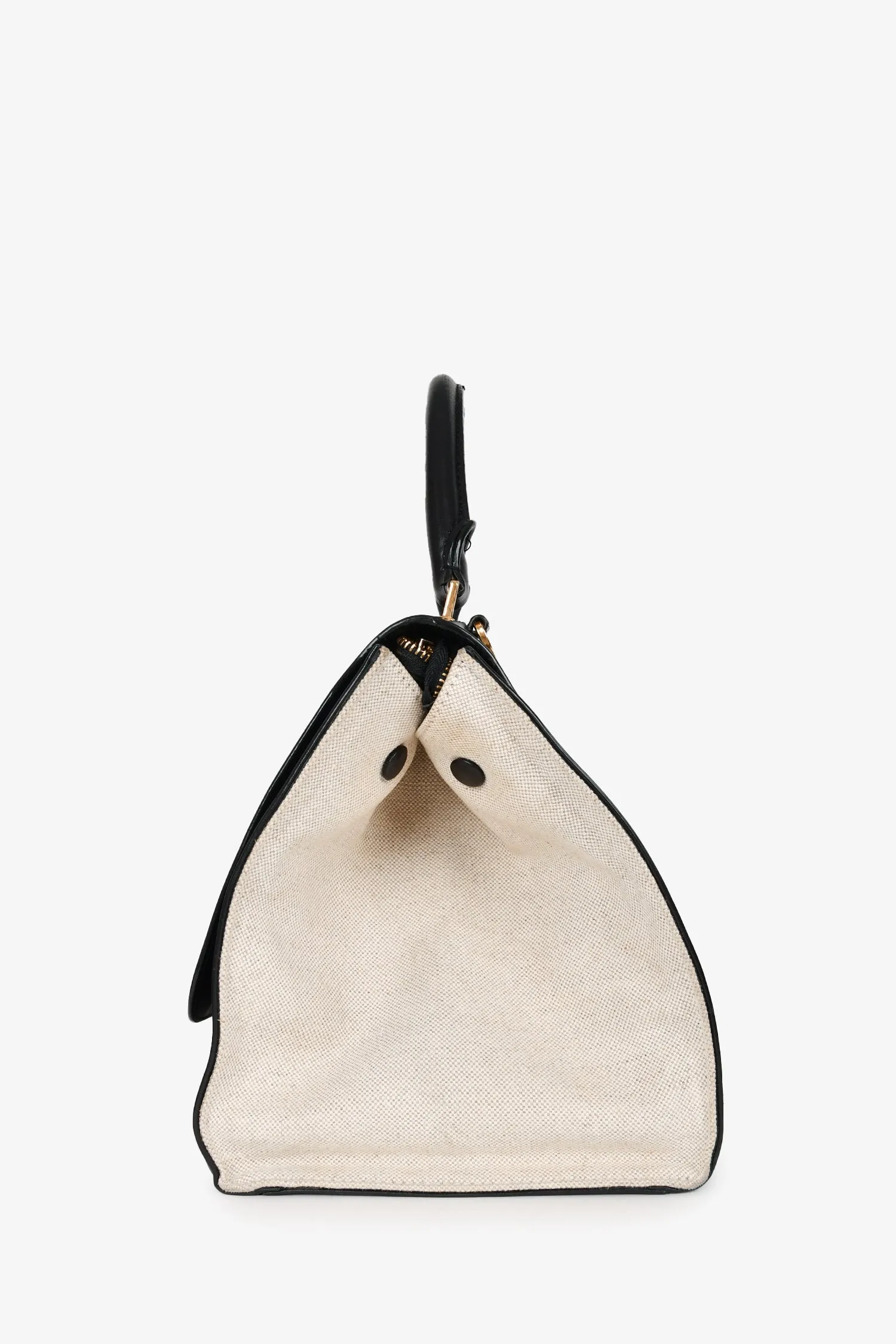 Celine 2011 Black/Canvas Medium Trapeze Top Handle Bag