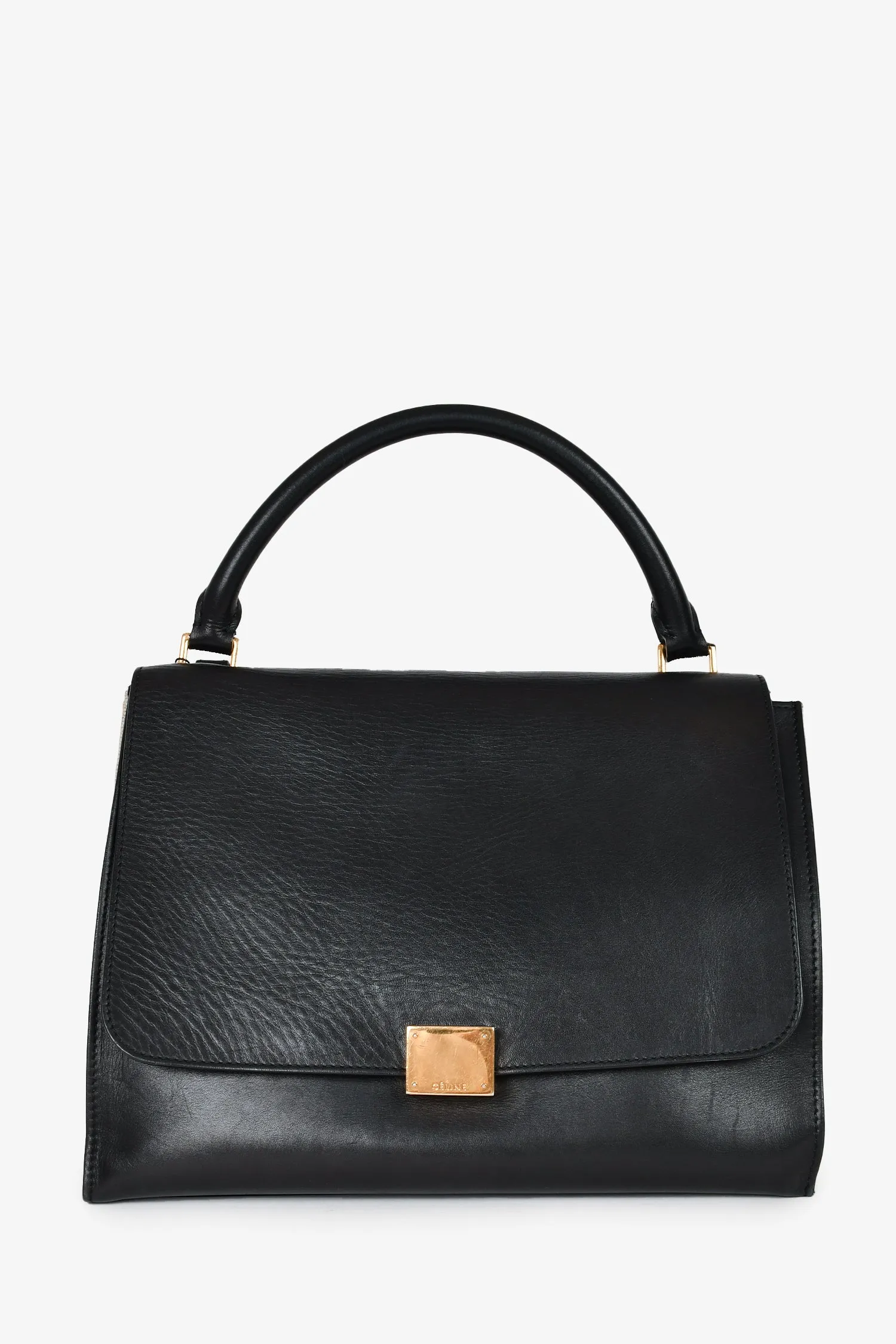 Celine 2011 Black/Canvas Medium Trapeze Top Handle Bag