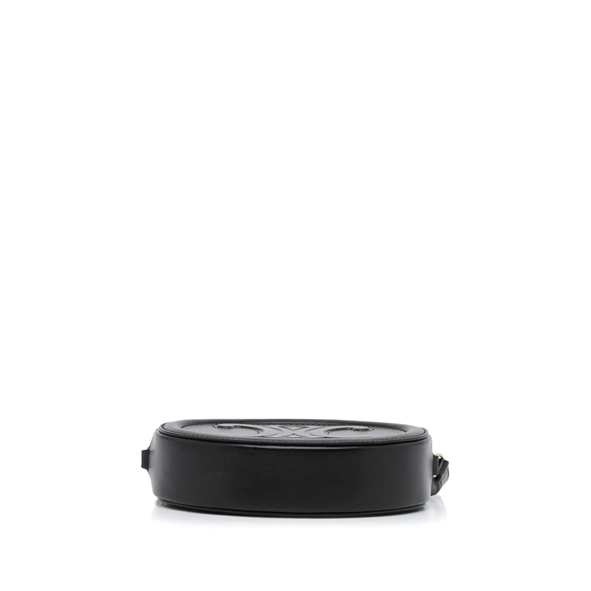 Celine Triomphe Oval Black Leather