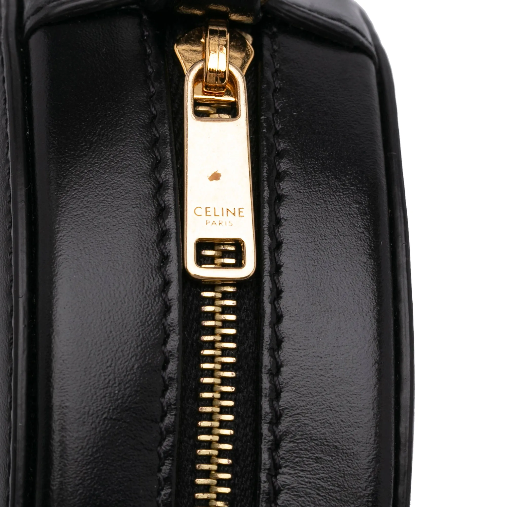 Celine Triomphe Oval Black Leather