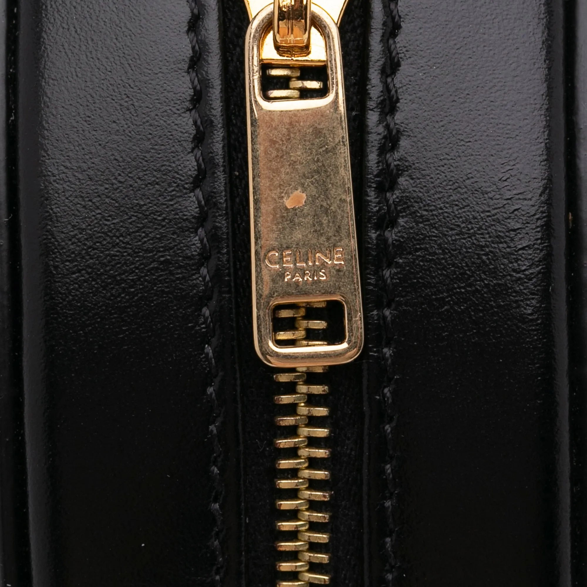 Celine Triomphe Oval Black Leather