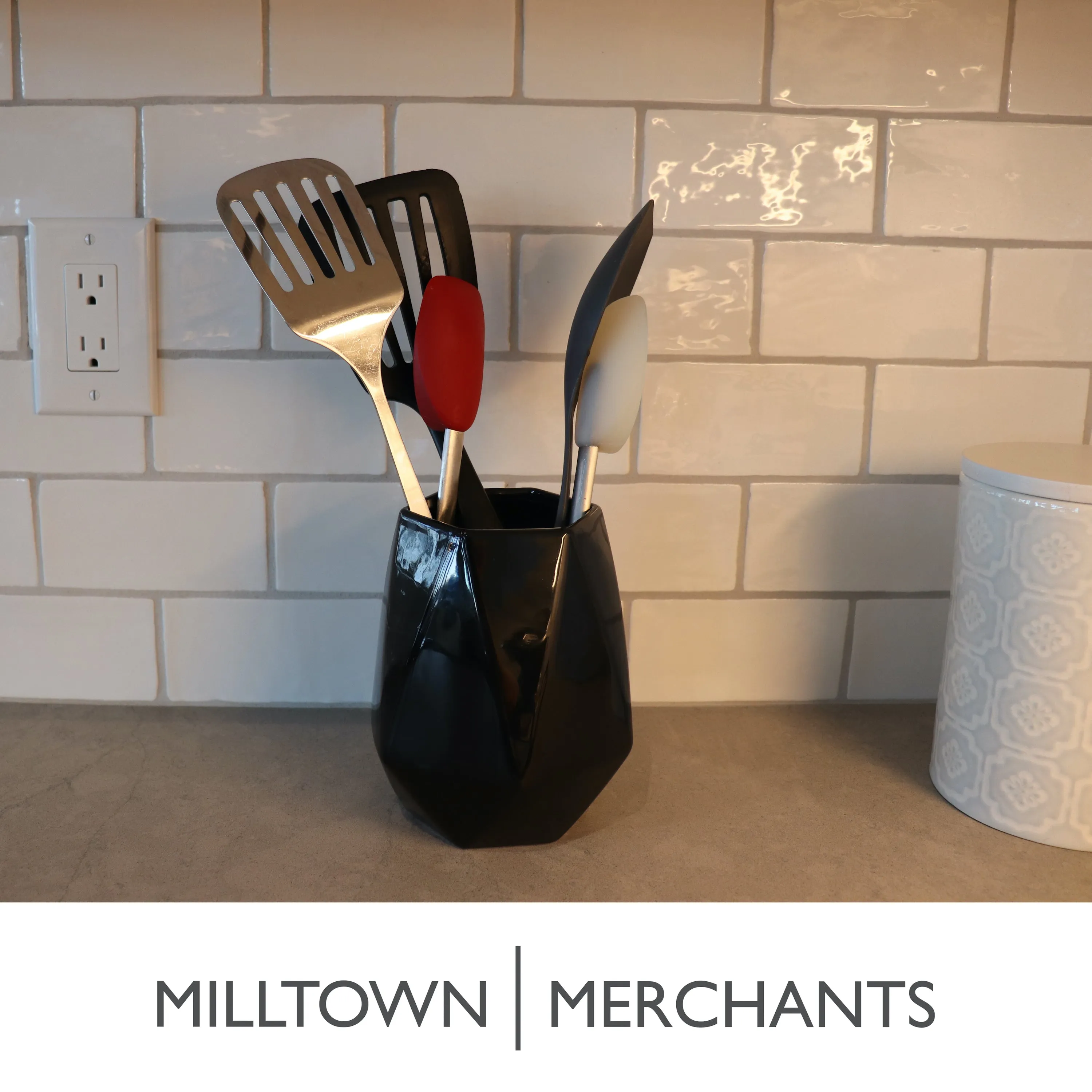 Ceramic Utensil Holder - Black
