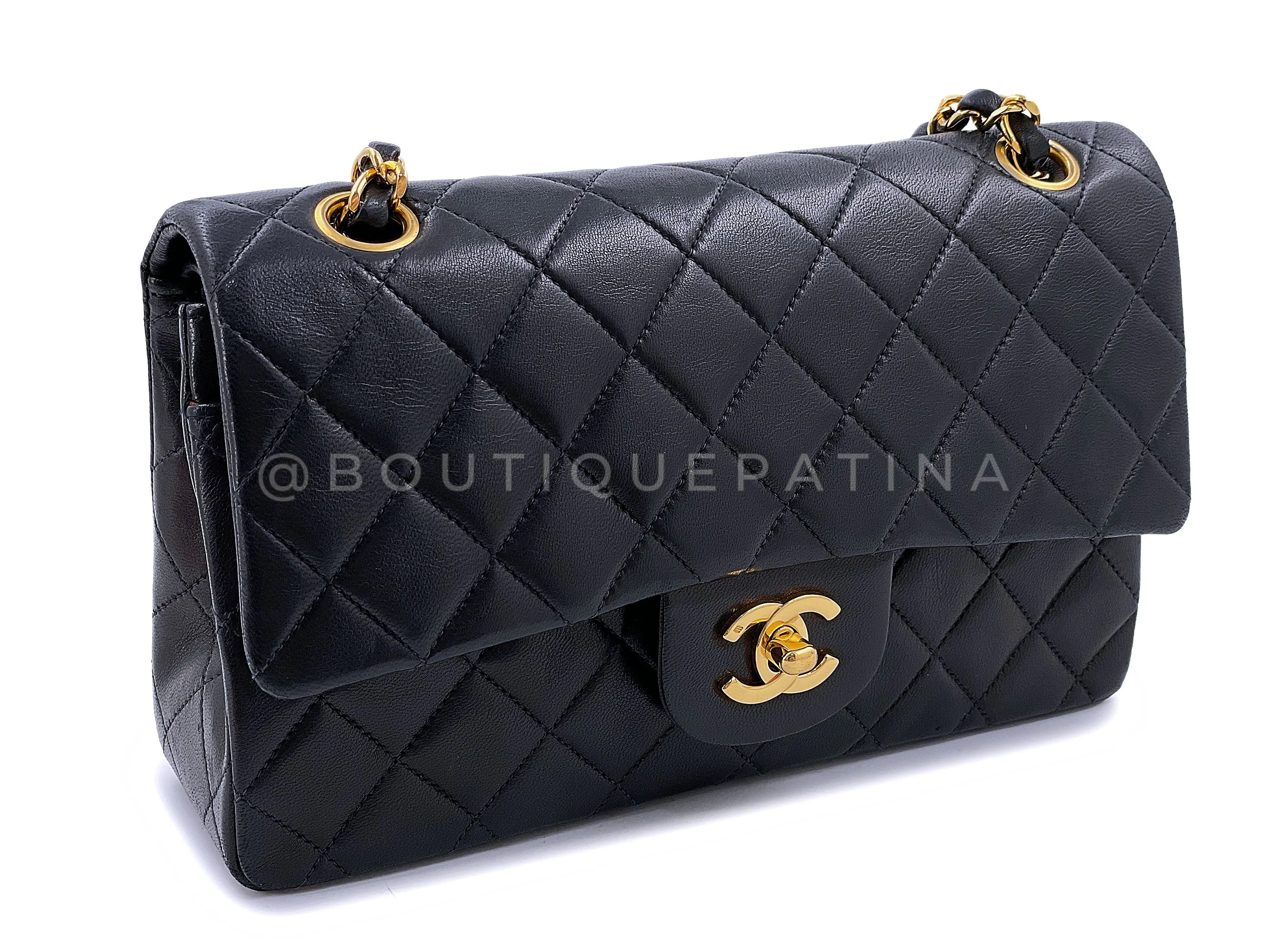 Chanel 1997 Vintage Black Small Classic Double Flap Bag 24k GHW