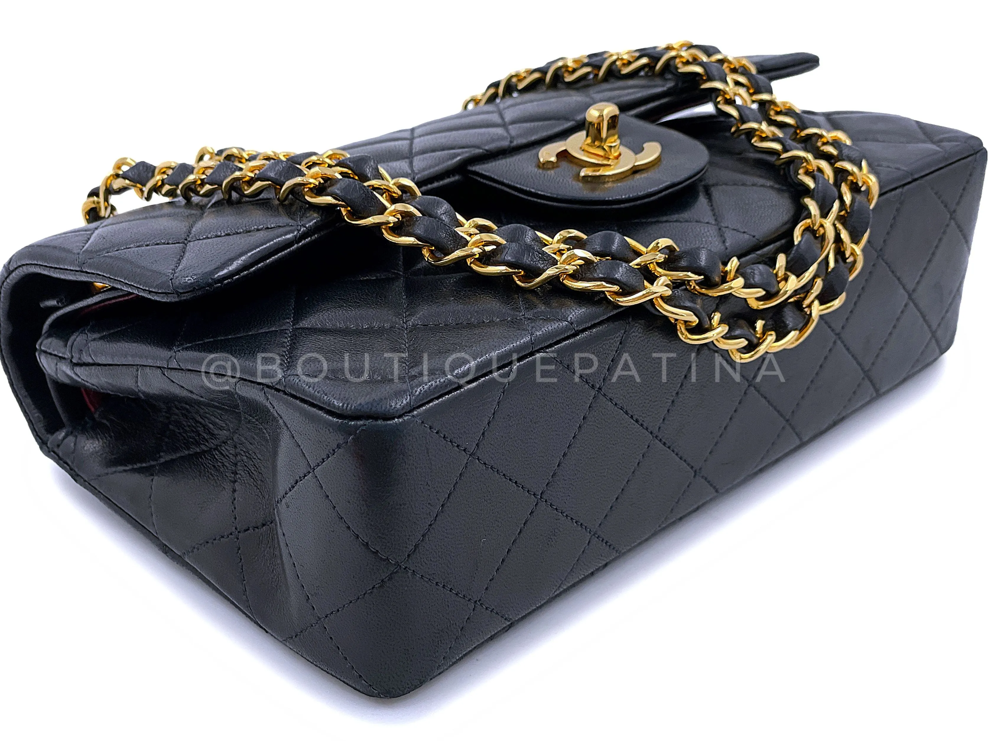 Chanel 1997 Vintage Black Small Classic Double Flap Bag 24k GHW