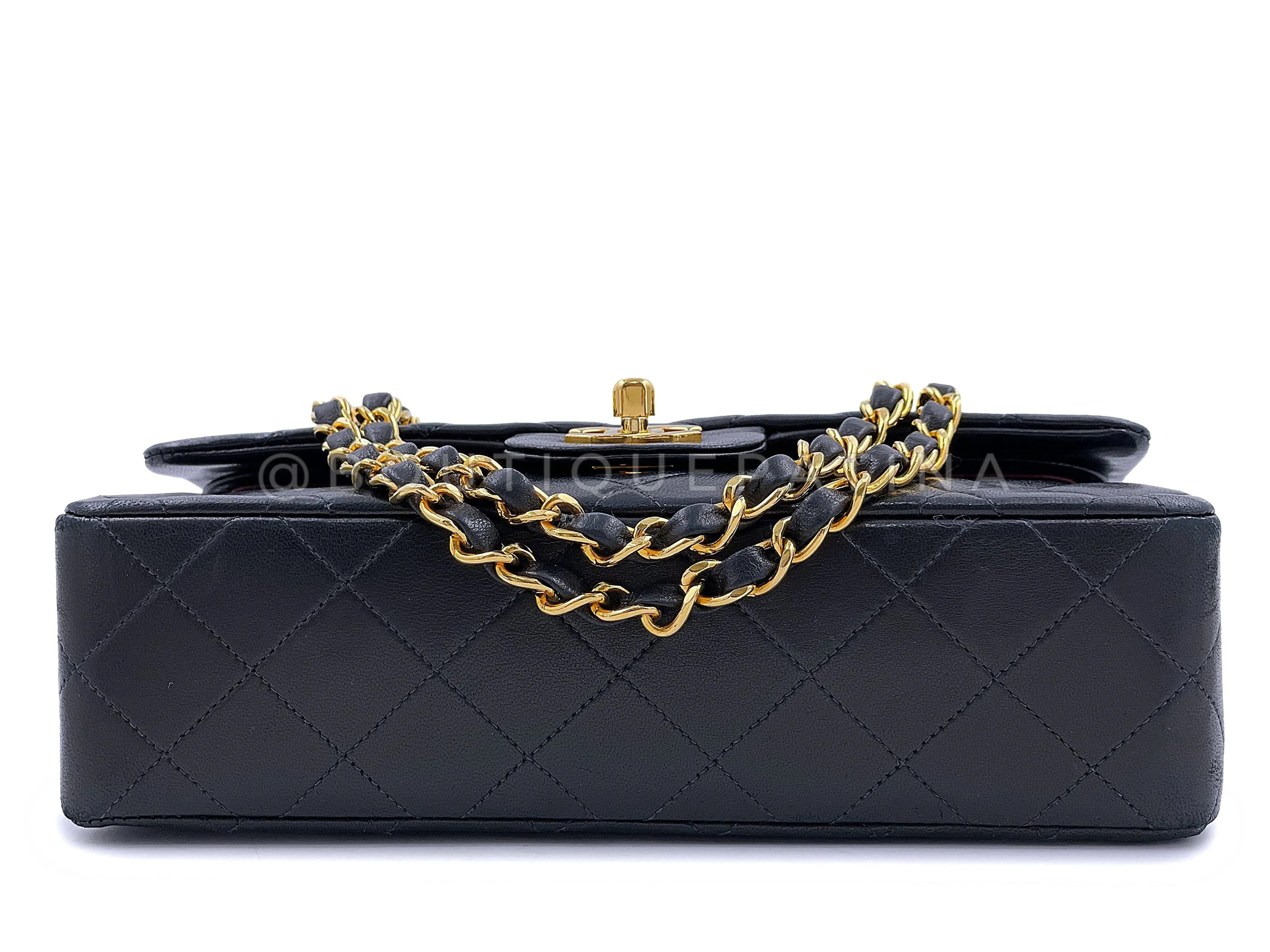 Chanel 1997 Vintage Black Small Classic Double Flap Bag 24k GHW