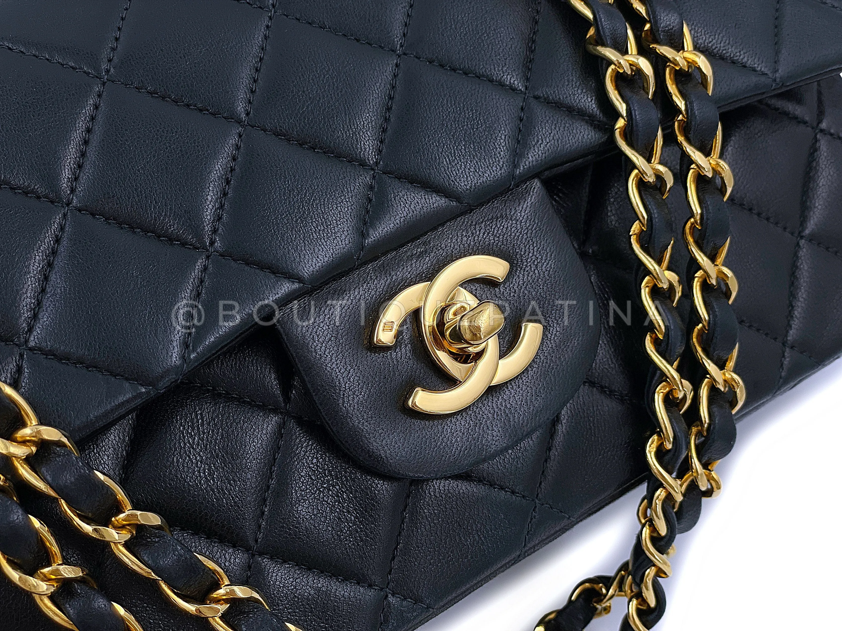 Chanel 1997 Vintage Black Small Classic Double Flap Bag 24k GHW
