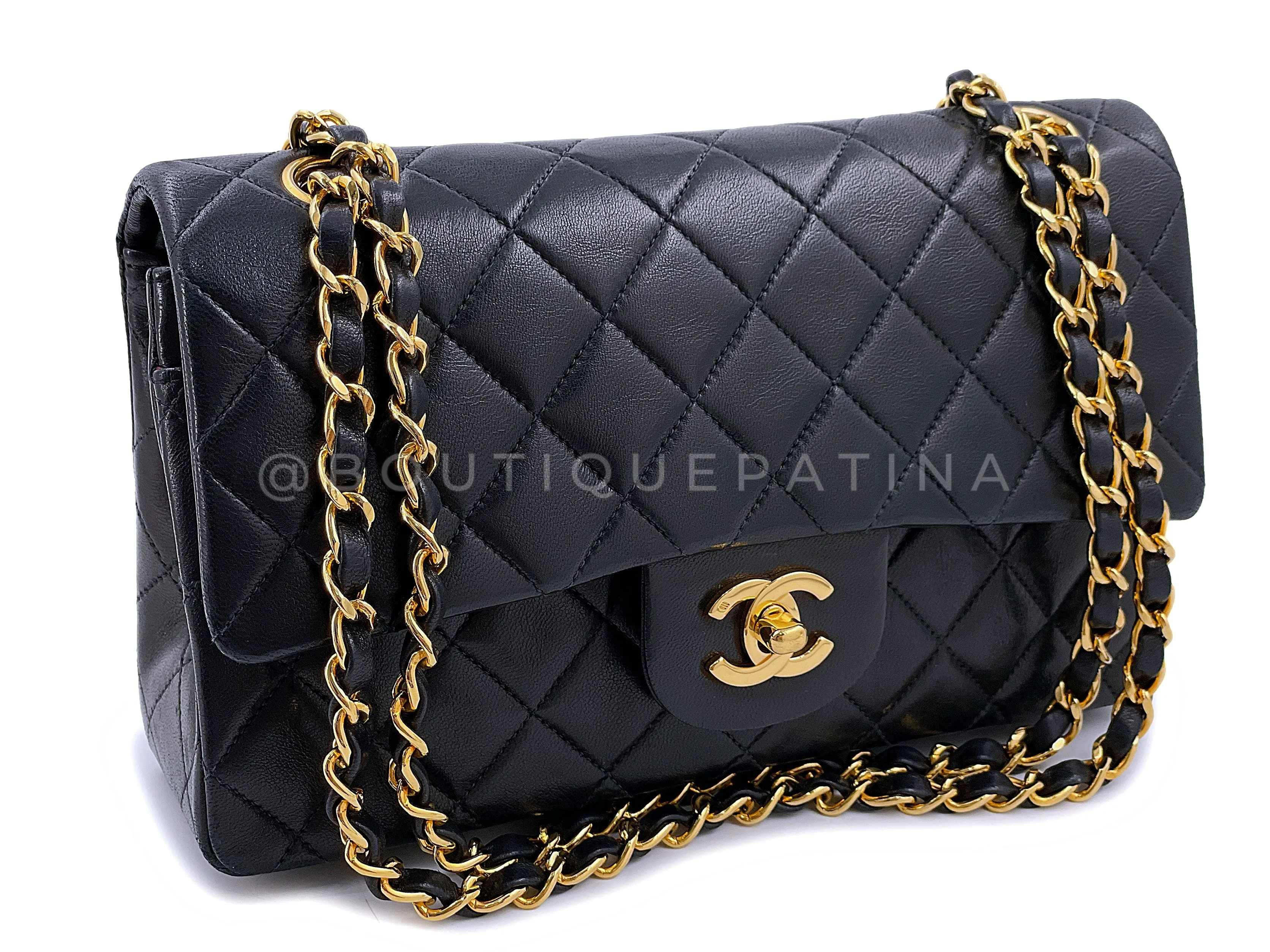 Chanel 1997 Vintage Black Small Classic Double Flap Bag 24k GHW