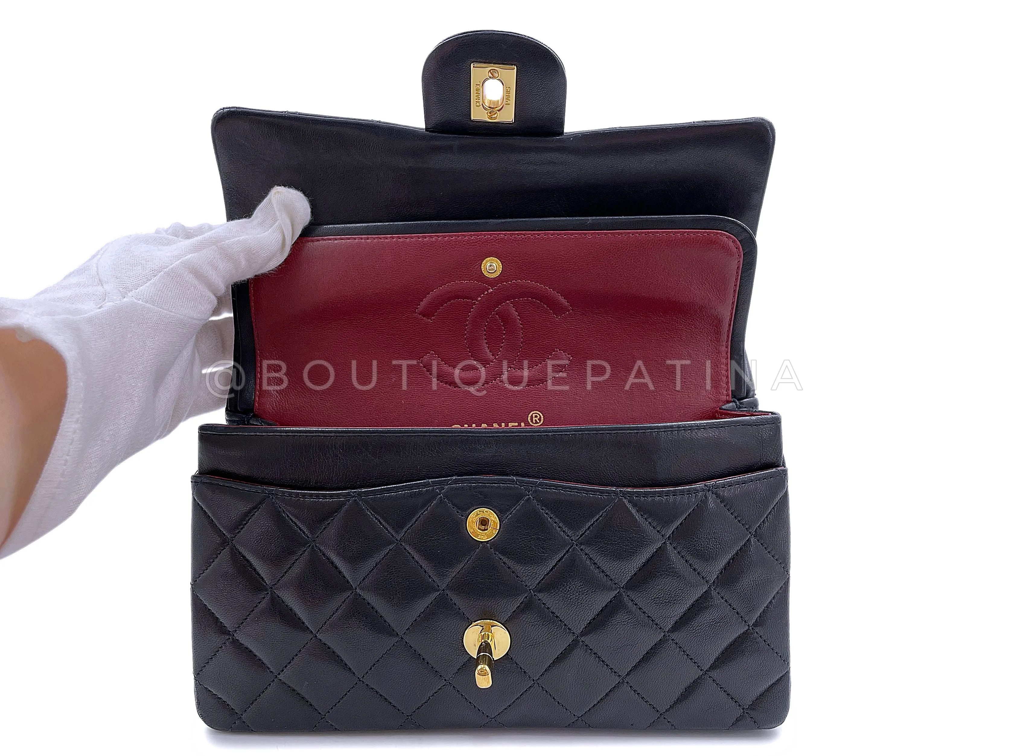 Chanel 1997 Vintage Black Small Classic Double Flap Bag 24k GHW