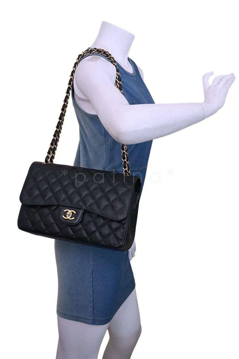 Chanel Black Caviar Jumbo 2.55 Classic Double Flap Bag GHW