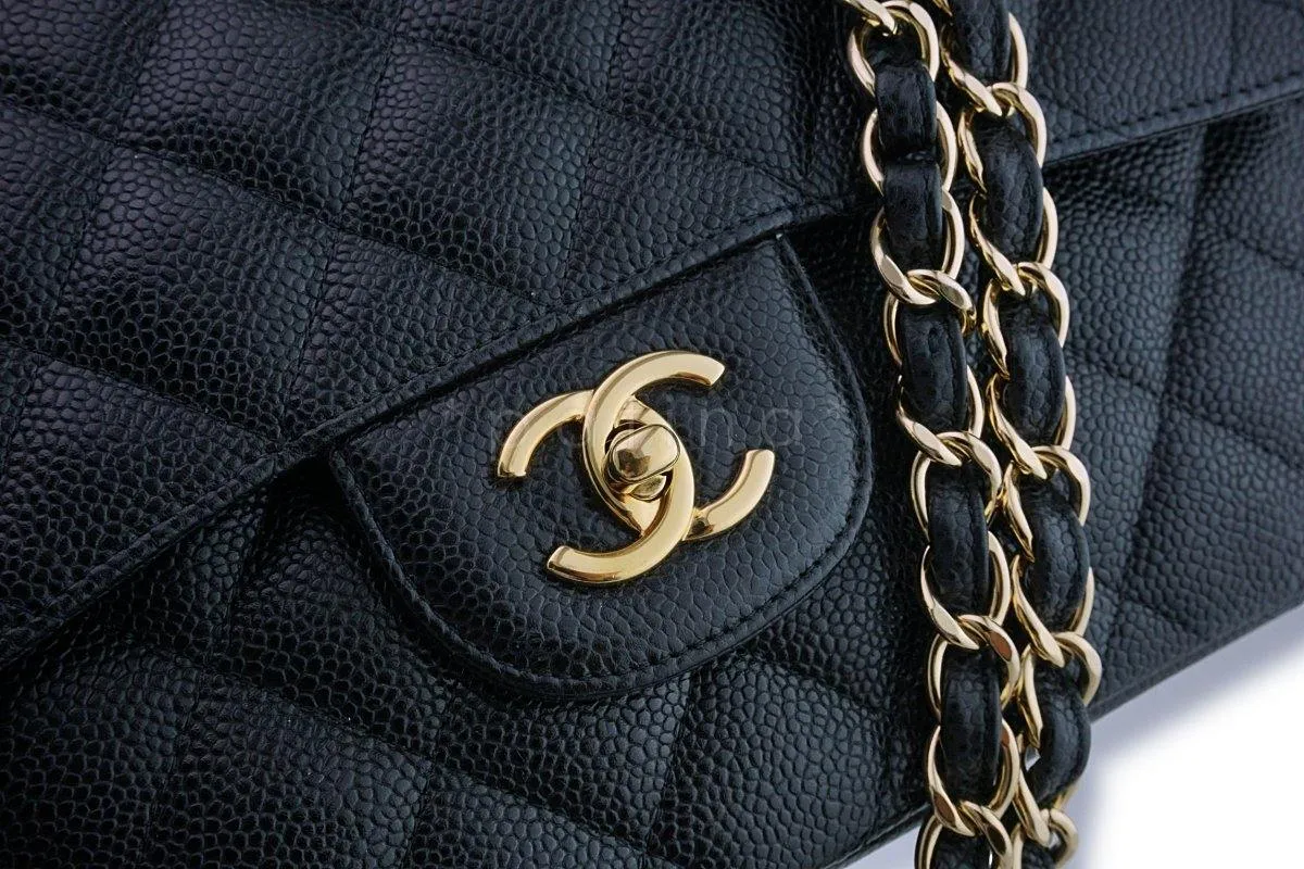 Chanel Black Caviar Jumbo 2.55 Classic Double Flap Bag GHW