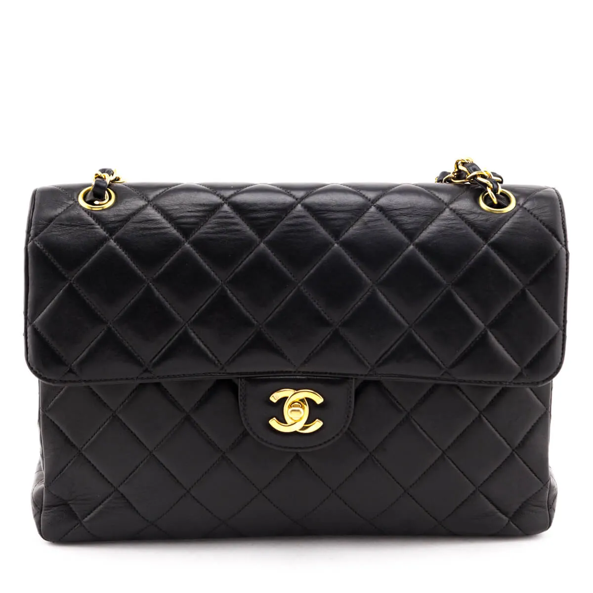 Chanel Black Quilted Lambskin Vintage Jumbo Double Sided Classic Flap Bag
