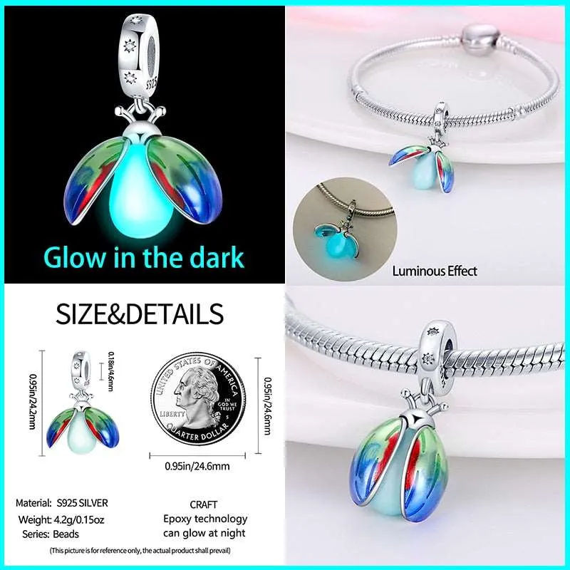 Cheerful Ladybird Luminous Charm Beads (Glows in the dark)
