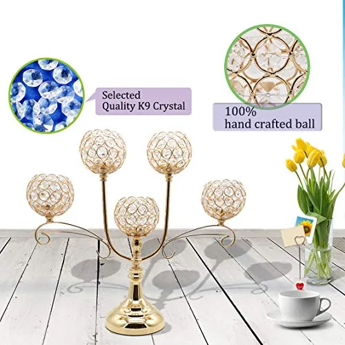 Chic 5 Arms Bowl Ball Crystal Candelabra/Candlesticks/Candle Holders