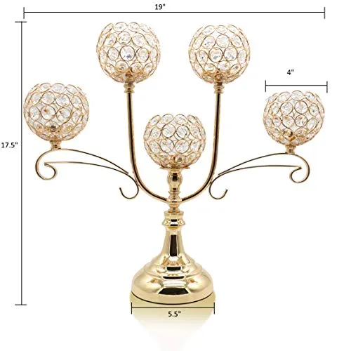 Chic 5 Arms Bowl Ball Crystal Candelabra/Candlesticks/Candle Holders
