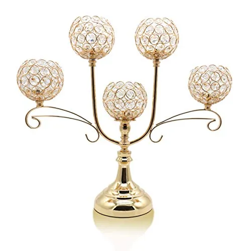 Chic 5 Arms Bowl Ball Crystal Candelabra/Candlesticks/Candle Holders