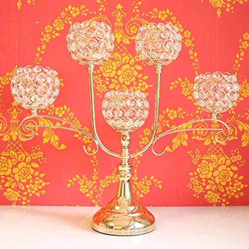 Chic 5 Arms Bowl Ball Crystal Candelabra/Candlesticks/Candle Holders