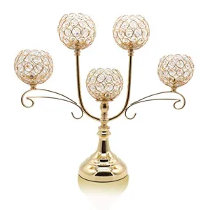 Chic 5 Arms Bowl Ball Crystal Candelabra/Candlesticks/Candle Holders