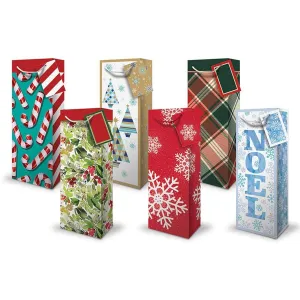 Christmas Bottle Gift Bag, Assortment, 1 Count