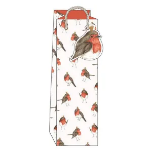 Christmas Robins Bottle Gift Bag