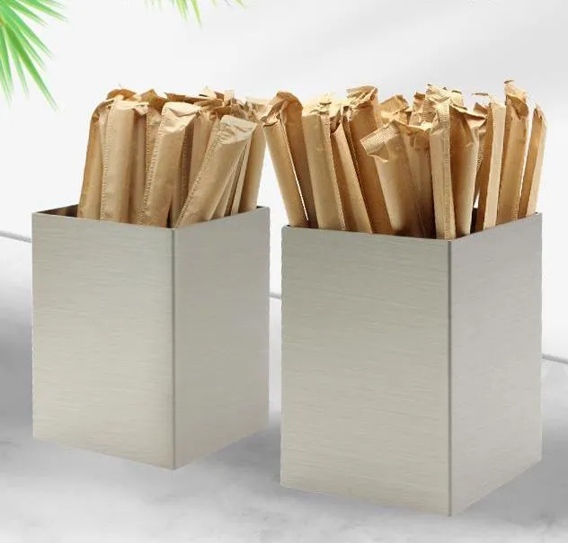 Commercial Satin Stainless Steel Hotel Bar Desktop Straw Storage Box