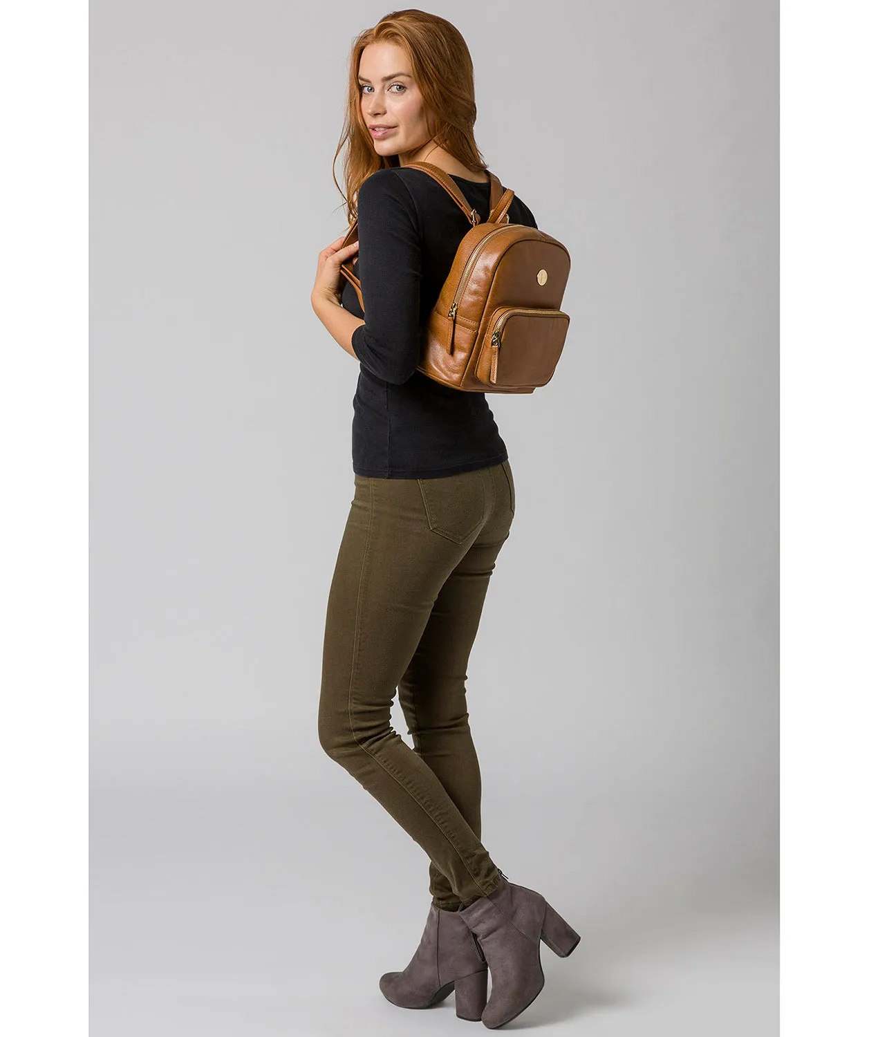 'Cora' Saddle Tan Leather Backpack