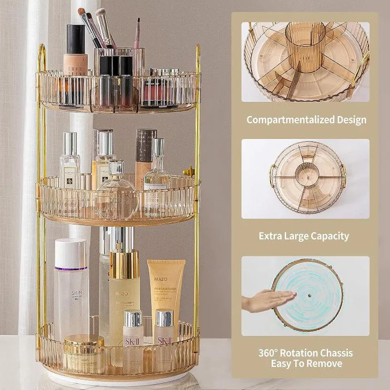 Cosmina 3-Tier Multipurpose Revolving Organizer - Gold