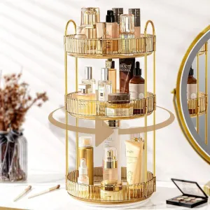 Cosmina 3-Tier Multipurpose Revolving Organizer - Gold