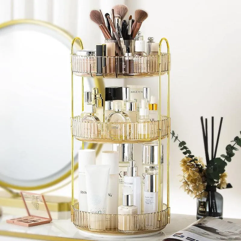 Cosmina 3-Tier Multipurpose Revolving Organizer - Gold