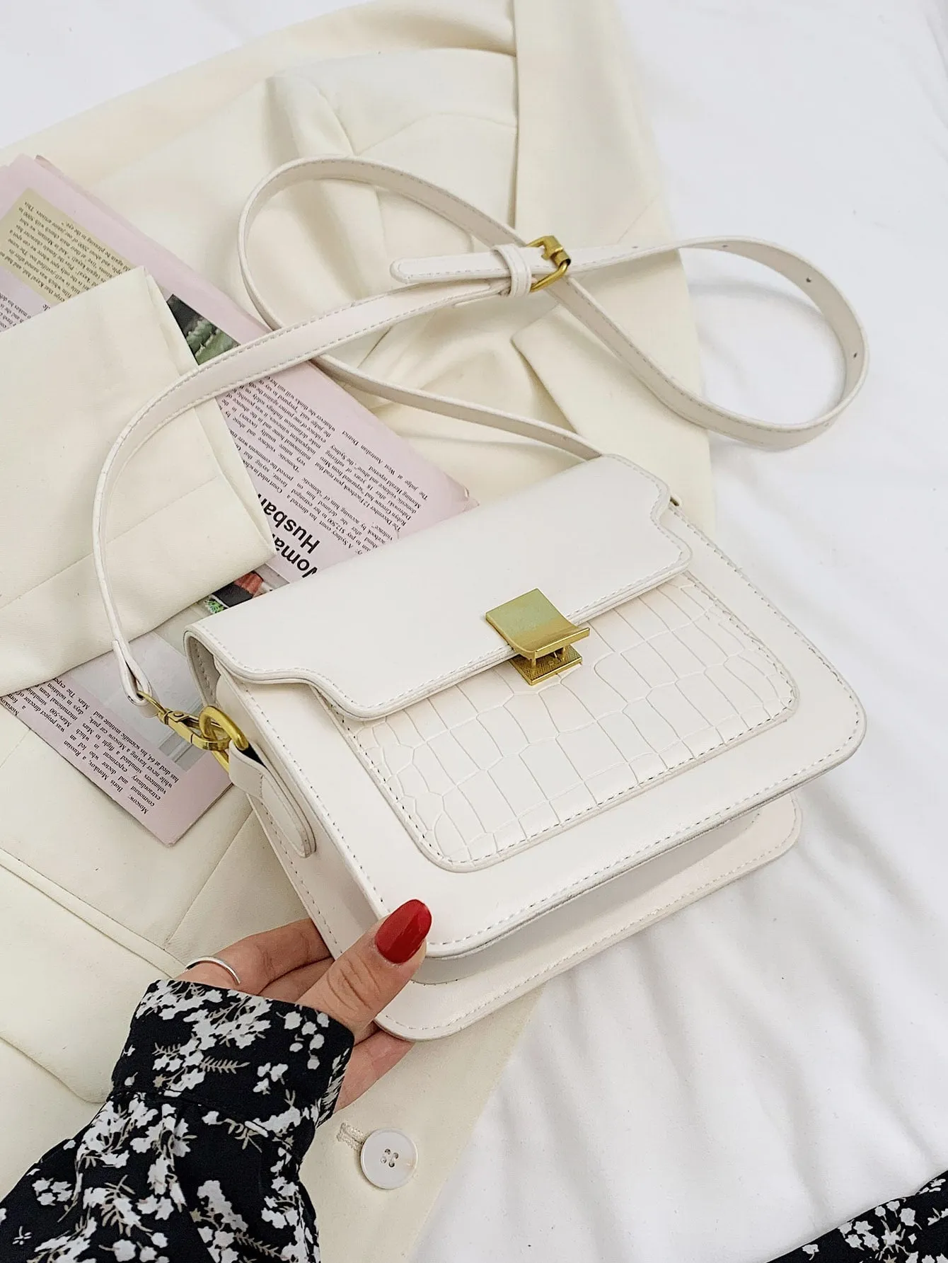 Croc Embossed Crossbody Bag