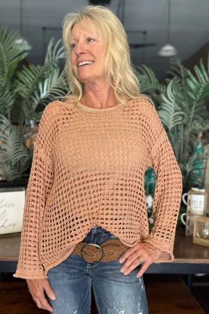Crochet Mesh Top with Bell Sleeves by POL