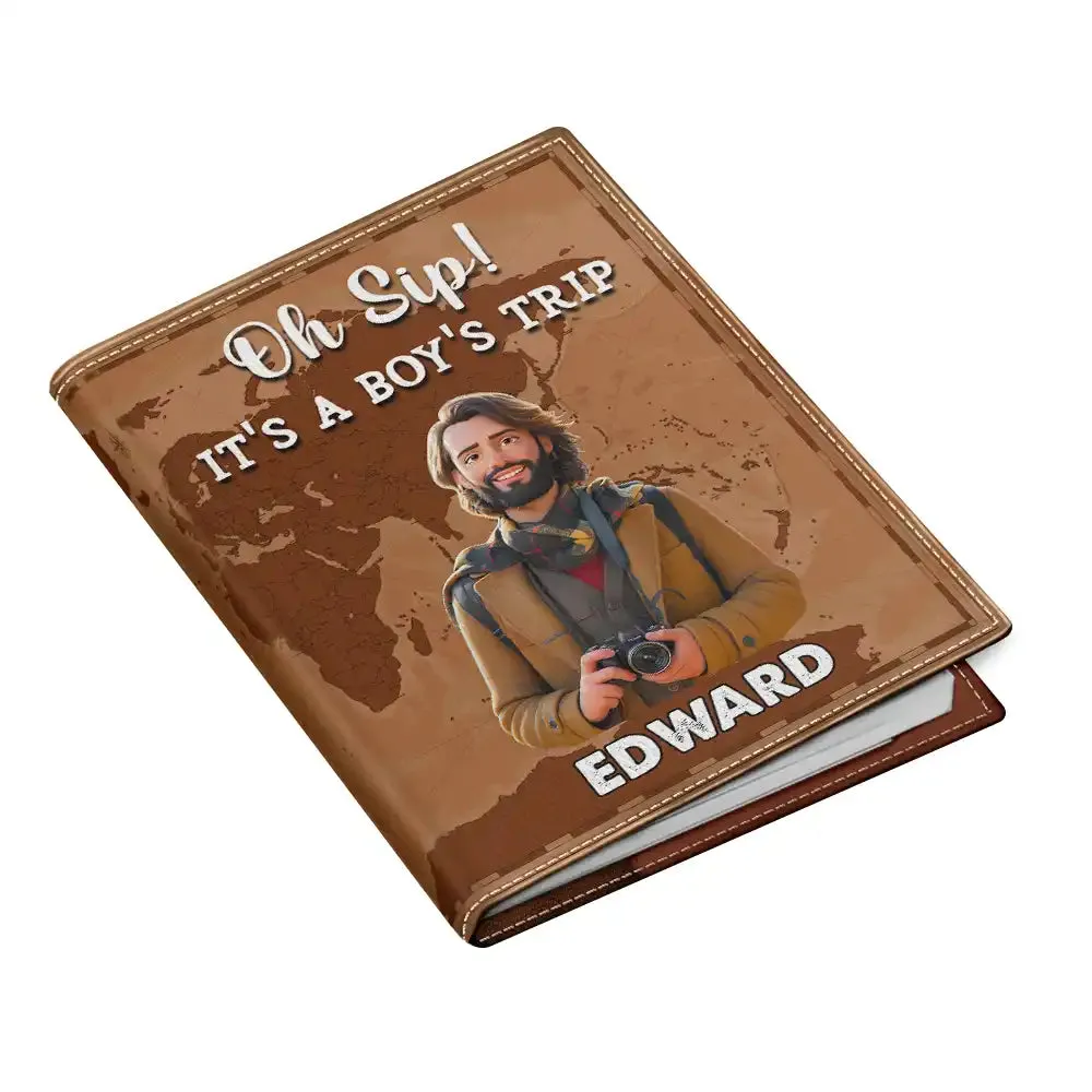 Custom Photo Cartoon Portrait Just A Girl Who Loves Traveling - Personalized Passport Cover, Passport Holder