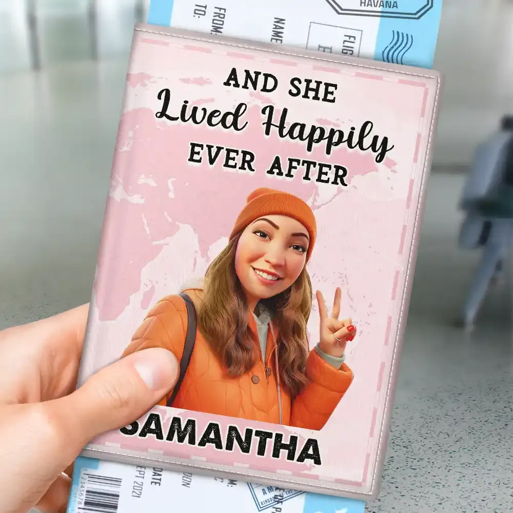 Custom Photo Cartoon Portrait Just A Girl Who Loves Traveling - Personalized Passport Cover, Passport Holder