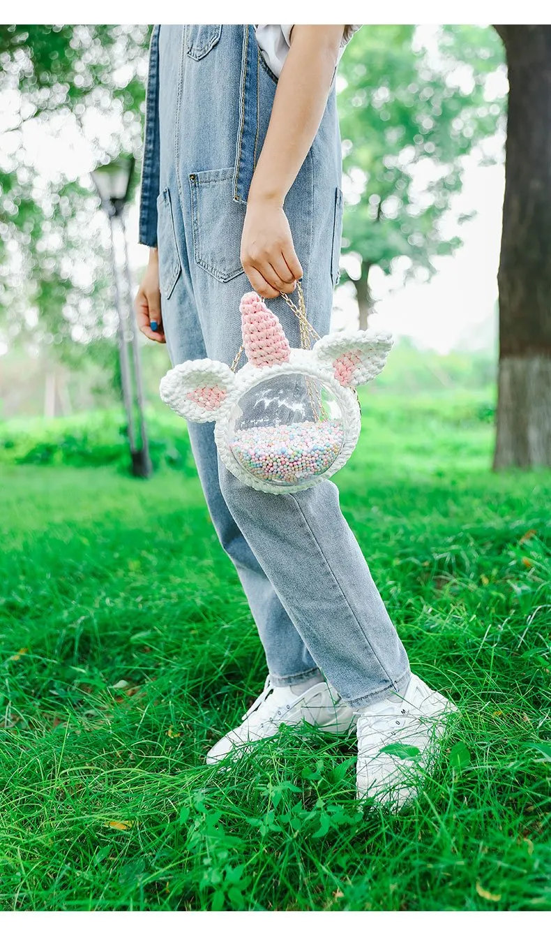 Cute Unicorn Crochet Crossbody Purse Unicorn Crochet Shoulder Bag for Girl Unicorn Crochet Crossbody Purses