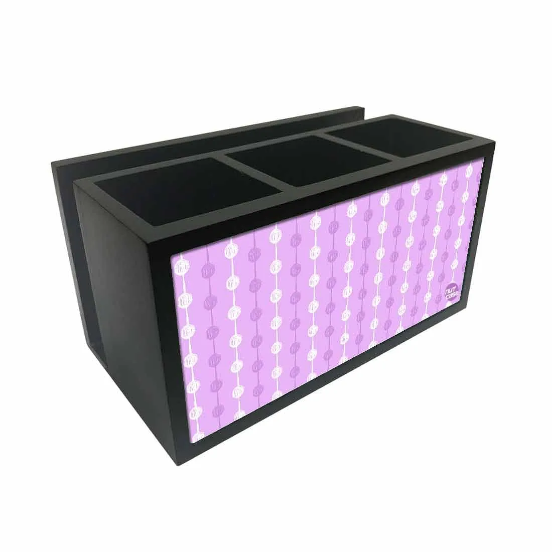 Cutlery Tissue Holder Napkin Stand -  White and Purple Dots Line